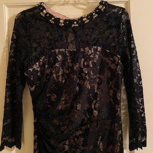 Eliza J Black Lace Long Sleeve Gown